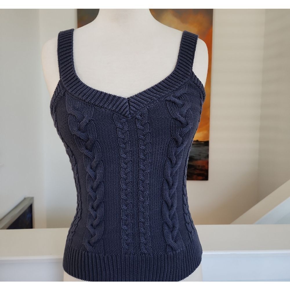 Evereve Navy Cable Knit Tank Top NWOT